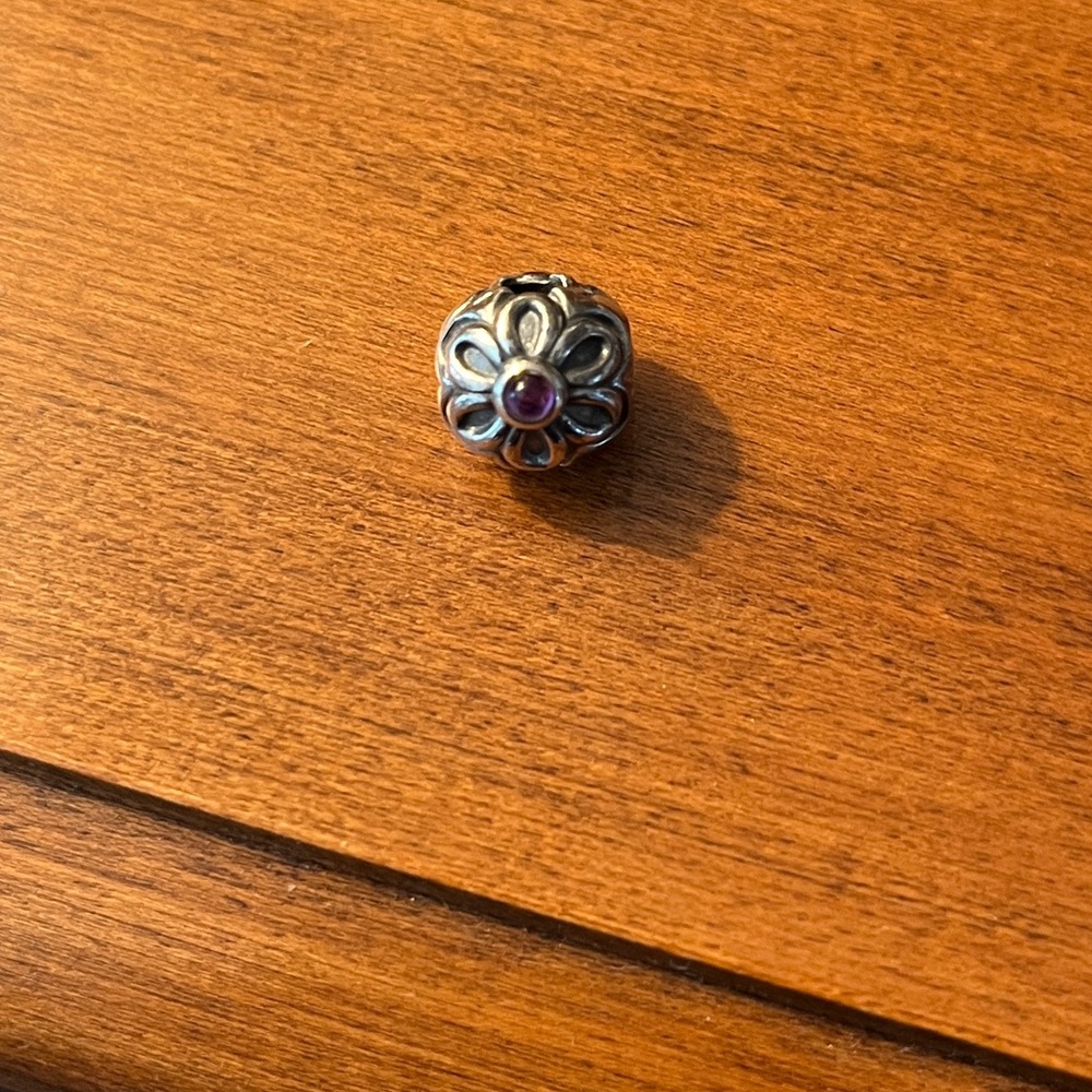 Pandora Amethyst Flower Bracelet Charm Clip